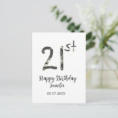 21歳の誕生日 名前 日付 年 黒 テンプレート 誕生日 ポストカード (スタンド正面)