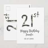 21歳の誕生日 名前 日付 年 黒 テンプレート 誕生日 ポストカード (正面/裏面)