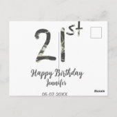 21歳の誕生日 名前 日付 年 黒 テンプレート 誕生日 ポストカード (裏面)