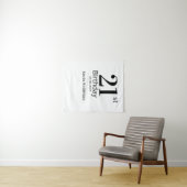 21歳の誕生日 太字 名前 日付 シンプル 男の子 タペストリー (インサイチュ(横))