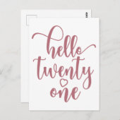 21歳の誕生日 女性 こんにちは21 かわいい21歳 ポストカード (正面/裏面)