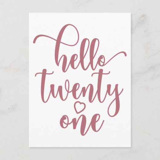 21歳の誕生日 女性 こんにちは21 かわいい21歳 ポストカード (正面)