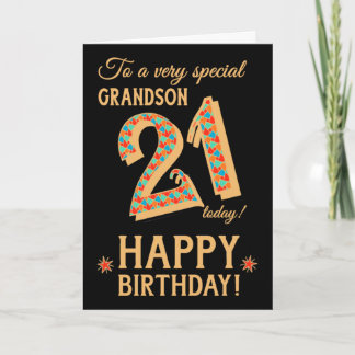 21歳の誕生日，孫，黒への金ゴールド効果 カード