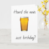 **21歳の誕生日**応援とビール カード (黄色い花)