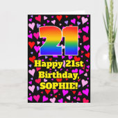 21歳の誕生日:愛するハートパターン、虹# 21 カード (正面)