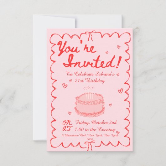 21歳の誕生日 招待状 (正面)