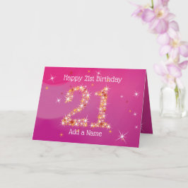 21歳の誕生日 – 星番号 – ピンク – 年齢21歳のカード カード