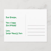 21歳の誕生日:楽しいハート柄、虹色の21 ポストカード (裏面)