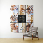 21歳の誕生日 現代的な黒と金の写真コラージュ タペストリー (インサイチュ)