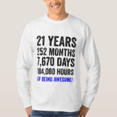 21歳の誕生日//男おもしろい子誕生日カウントダウン Tシャツ (正面)