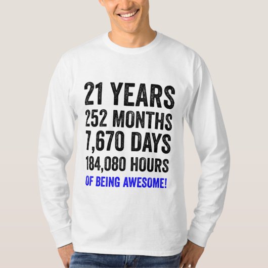 21歳の誕生日//男おもしろい子誕生日カウントダウン Tシャツ (正面)