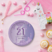 21歳の誕生日 紫の輝き ペーパープレート (パーティー)