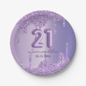 21歳の誕生日 紫の輝き ペーパープレート (正面)