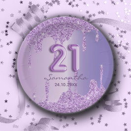 21歳の誕生日　紫の輝き ペーパープレート