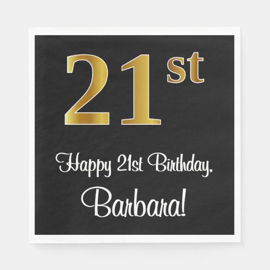 21歳の誕生日~豪華エレガントなフェイク金ゴールドルック# スタンダードランチョンナプキン (正面)