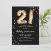 21歳の誕生日 – 金ゴールドバルーン黒 招待状 (スタンド正面)