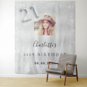 21歳の誕生日 銀の写真 グリッター ウェルカム タペストリー (インサイチュ)