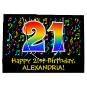 21歳の誕生日 – 音楽カラフル記号， Rainbow 21 ラージペーパーバッグ