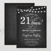 21歳の誕生日 - 黒板 白黒 招待状 (正面/裏面)