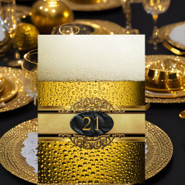 21歳の誕生日 黒金 ビール パーティー 招待状