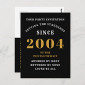 21歳の誕生日 2004 ブラック ゴールド ポストカード (正面/裏面)