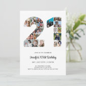 21歳の誕生日 21 カスタム写真コラージュ 招待状 (スタンド正面)