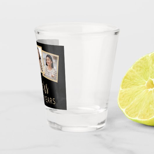 21歳の誕生日 3枚の写真 ブラック ゴールド スクリプト チェアーズ ショットグラス (右)