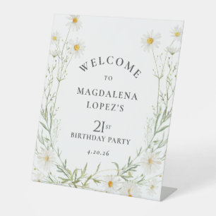 21歳の誕生日 4月の誕生花マーガレットのオーダーメイド 台座サイン