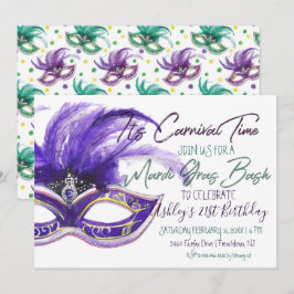 21歳の誕生日 Mardi Gras Bash 招待状