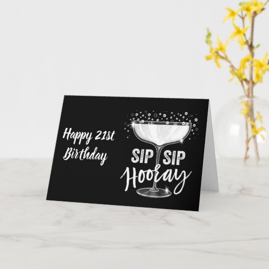 **21歳の誕生日*** SIP SIP HOORAY!!!!カード カード (黄色い花)