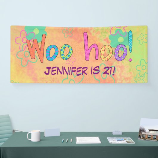 21歳の誕生日WooHooの名前バナパーソナライズされたー 横断幕 (トレードショー)
