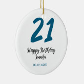 21歳はっきりした生青文字シンプルミニマル セラミックオーナメント (右)