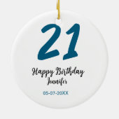 21歳はっきりした生青文字シンプルミニマル セラミックオーナメント (裏面)