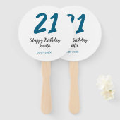 21歳はっきりした生青文字シンプルミニマル ハンドファン (正面&裏面)