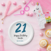 21歳はっきりした生青文字シンプルミニマル ペーパープレート (パーティー)