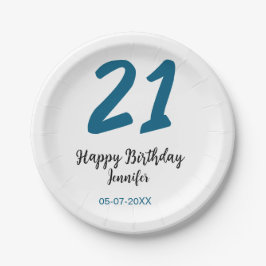 21歳はっきりした生青文字シンプルミニマル ペーパープレート