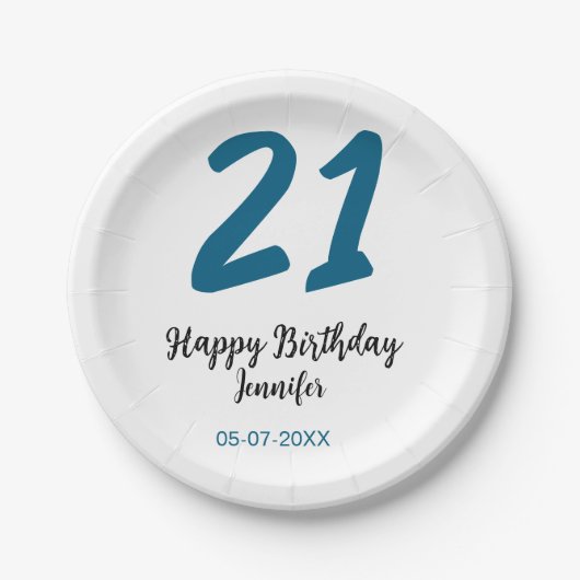 21歳はっきりした生青文字シンプルミニマル ペーパープレート (正面)
