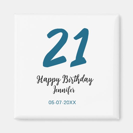 21歳はっきりした生青文字シンプルミニマル マグネット (正面)