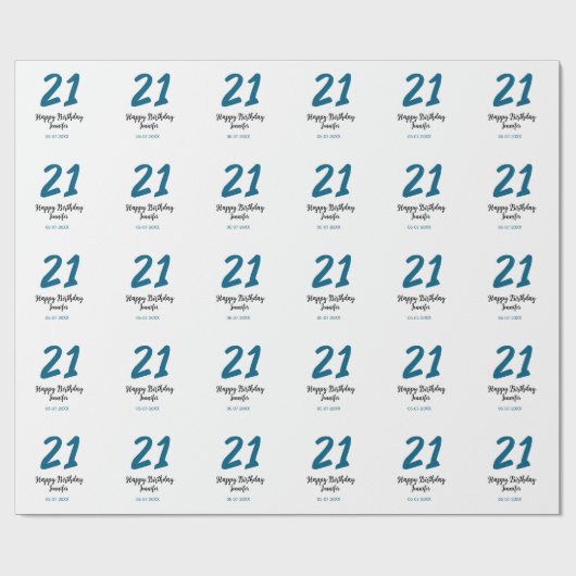 21歳はっきりした生青文字シンプルミニマル ラッピングペーパー (フラット)