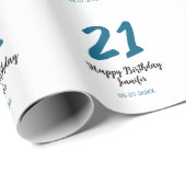 21歳はっきりした生青文字シンプルミニマル ラッピングペーパー (ロールコーナー)