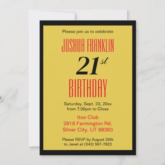 21歳アツアツ誕生日 招待状 (裏面)