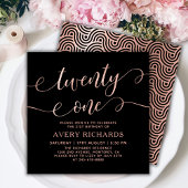 21歳エレガントのバラ金ゴールドスクリプト21歳の誕生日 招待状