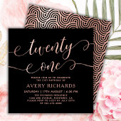 21歳エレガントのバラ金ゴールドスクリプト21歳の誕生日 招待状