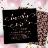 21歳エレガントのバラ金ゴールドスクリプト21歳の誕生日 招待状