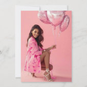 21歳エレガントの誕生日バラ金ゴールド赤面写真 招待状 (裏面)