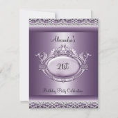 21歳エレガントの誕生日パーティーサテンパープルマウーブ 招待状 (正面)