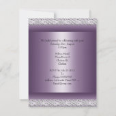 21歳エレガントの誕生日パーティーサテンパープルマウーブ 招待状 (裏面)