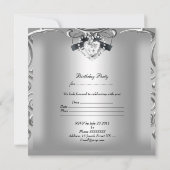 21歳エレガントの誕生日パーティーシルバーブラックダイヤモンド 招待状 (裏面)