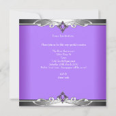 21歳エレガントの誕生日パーティーパープルシルバー21 招待状 (裏面)
