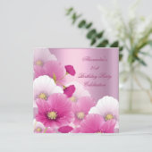 21歳エレガントの誕生日パーティーピンクホワイトポピー 招待状 (スタンド正面)